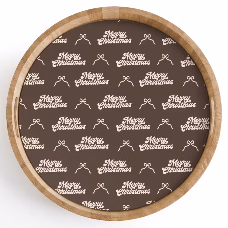 Tablett - Text – Creme – Braun – Schleife — 1