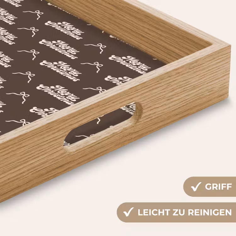 Tablett - Text – Creme – Braun – Schleife — 5