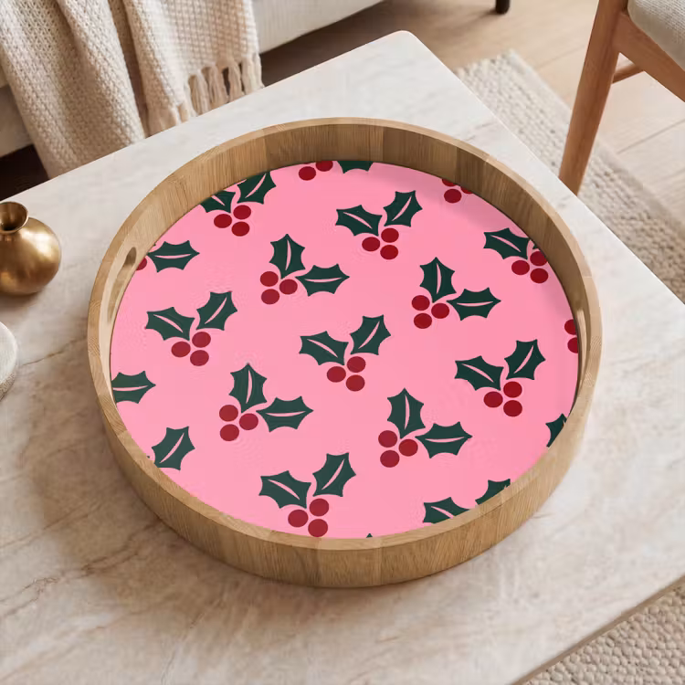 Tablett - Rosa – Weihnachten – Stechpalme — 2