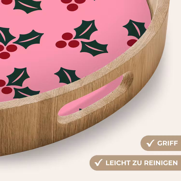 Tablett - Rosa – Weihnachten – Stechpalme — 5