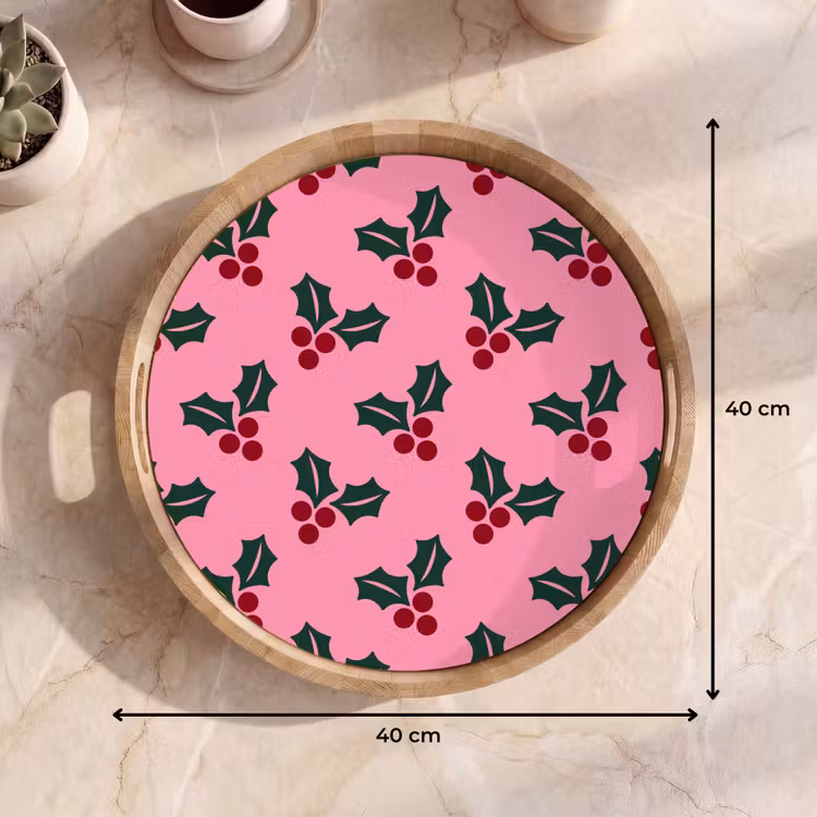 Tablett - Rosa – Weihnachten – Stechpalme — 9