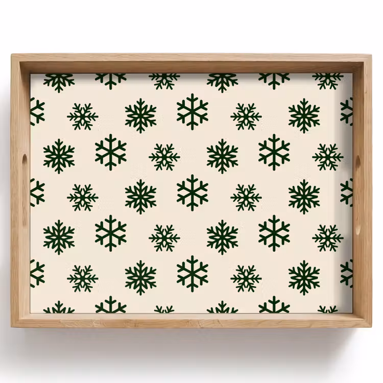 Tablett - Schneeflocke – Creme – Grün – Weihnachten — 1