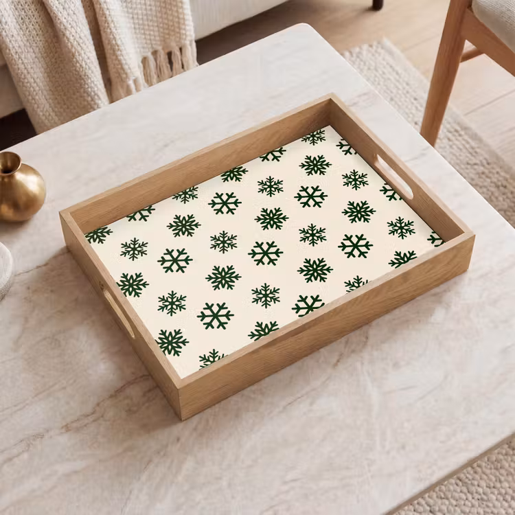 Tablett - Schneeflocke – Creme – Grün – Weihnachten — 2