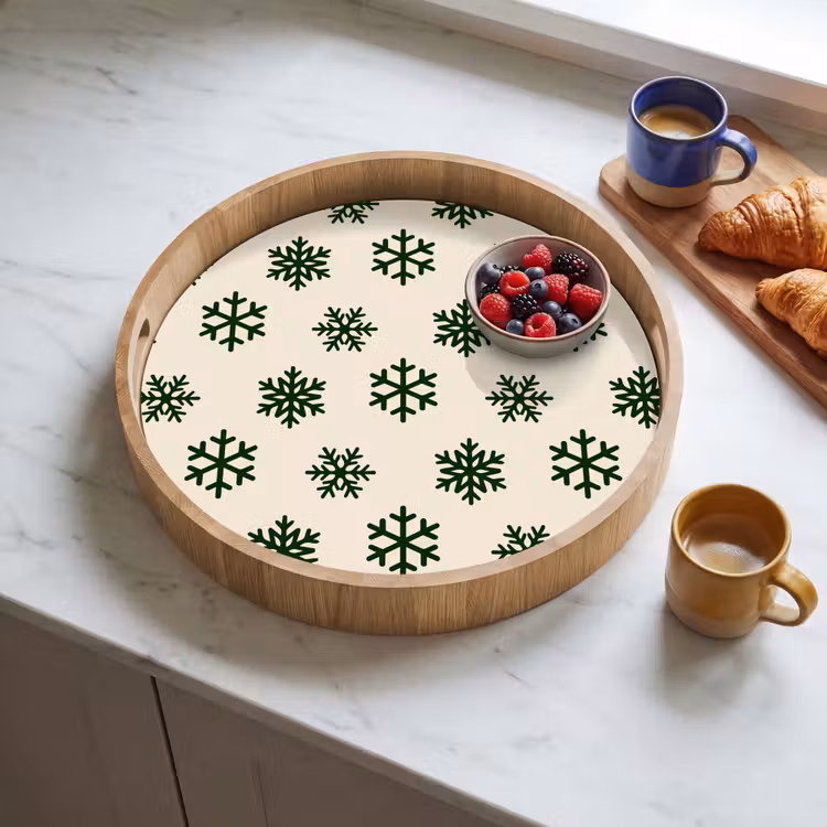 Tablett - Schneeflocke – Creme – Grün – Weihnachten — 4