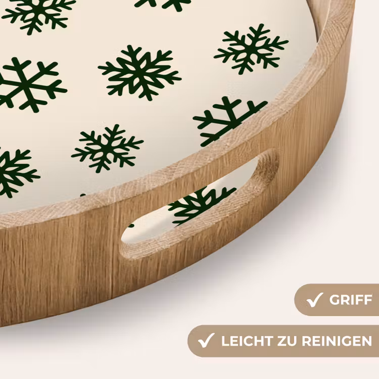 Tablett - Schneeflocke – Creme – Grün – Weihnachten — 5