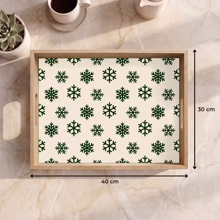 Tablett - Schneeflocke – Creme – Grün – Weihnachten — 9