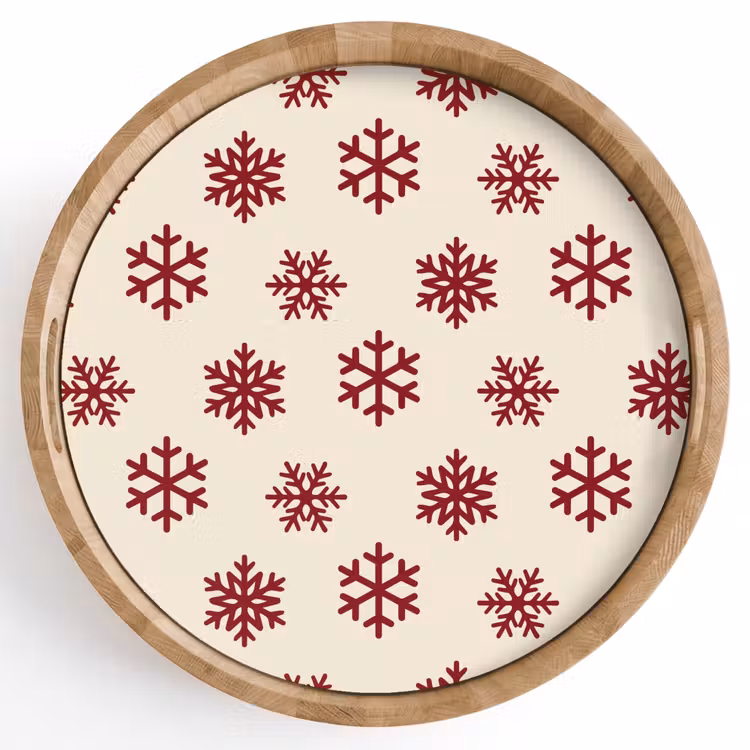 Tablett - Schneeflocke – Creme – Rot — 1