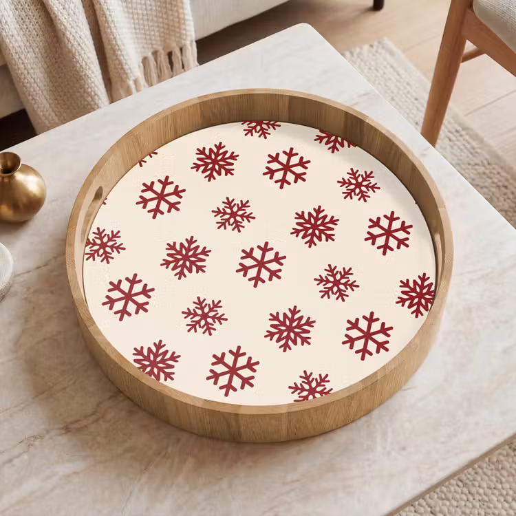 Tablett - Schneeflocke – Creme – Rot — 2