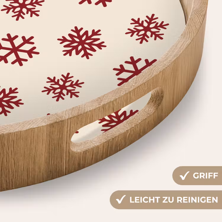 Tablett - Schneeflocke – Creme – Rot — 5