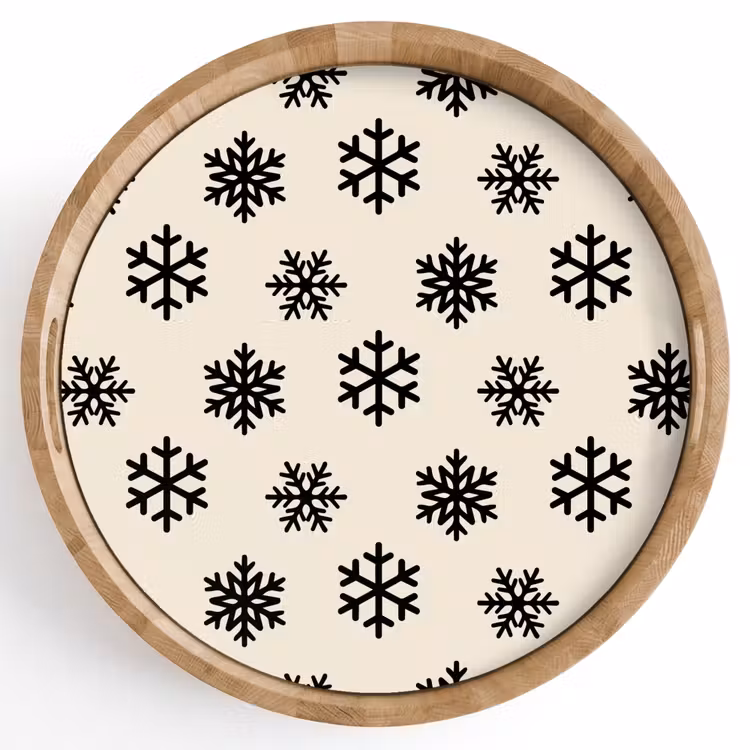 Tablett - Schneeflocke – Creme – Weiß — 1
