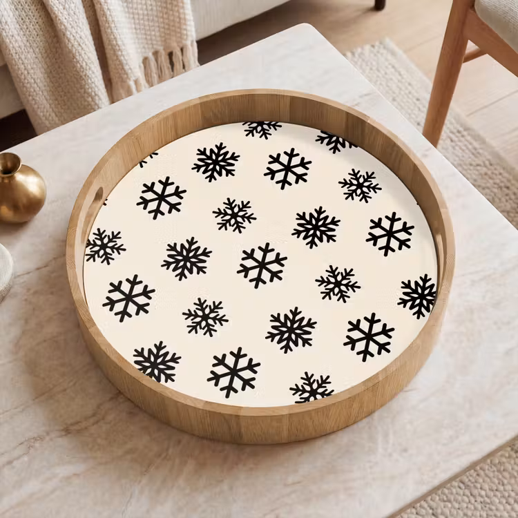 Tablett - Schneeflocke – Creme – Weiß — 2