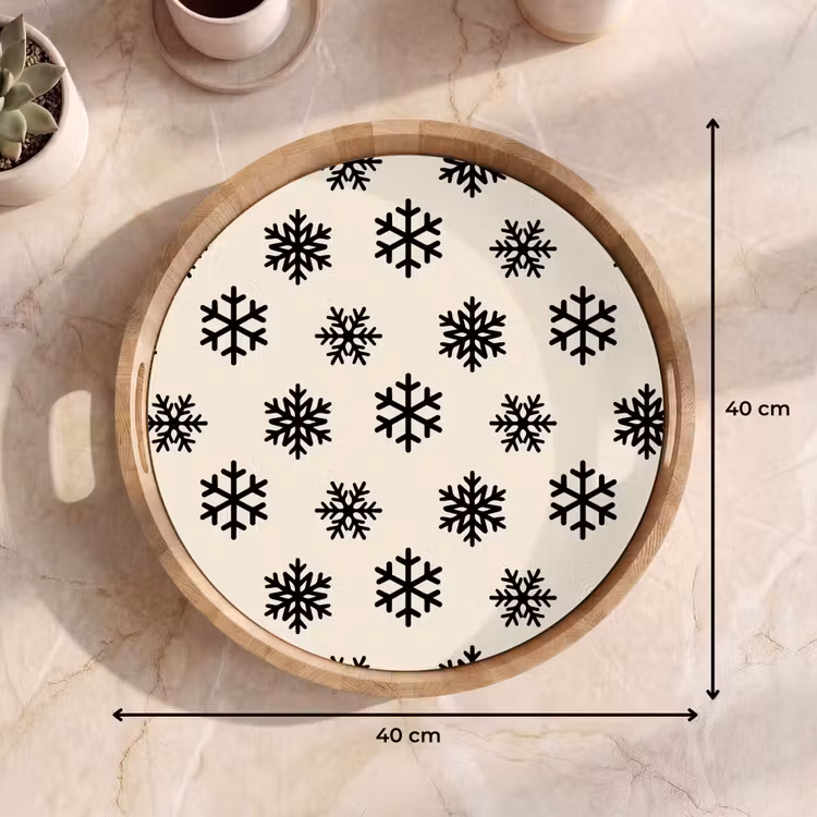 Tablett - Schneeflocke – Creme – Weiß — 9