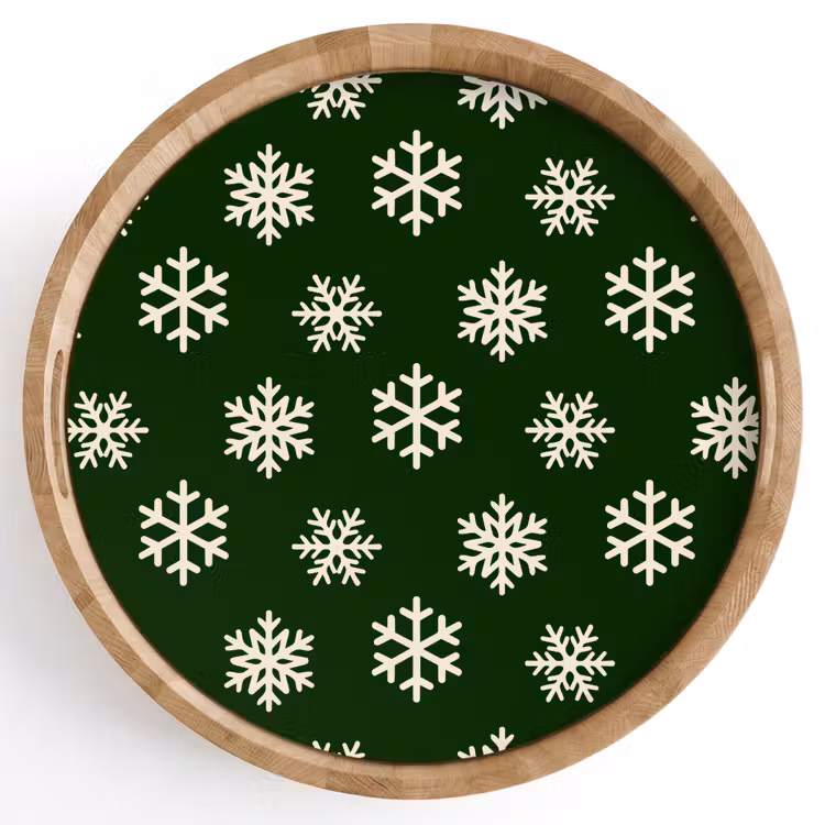 Tablett - Schneeflocke – Grün – Weiß – Weihnachten — 1