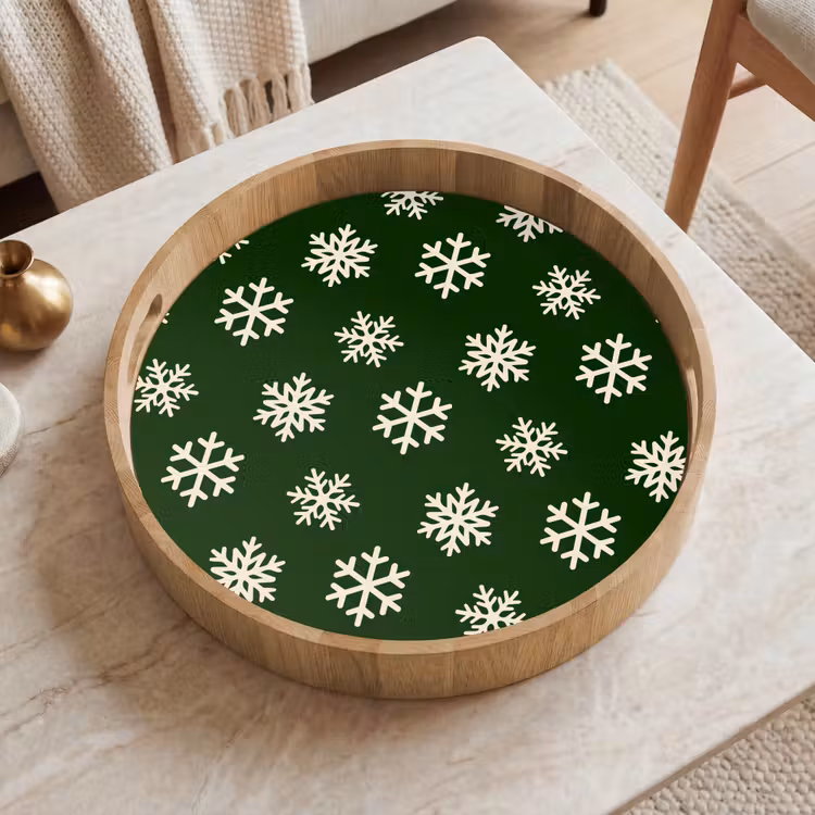 Tablett - Schneeflocke – Grün – Weiß – Weihnachten — 2