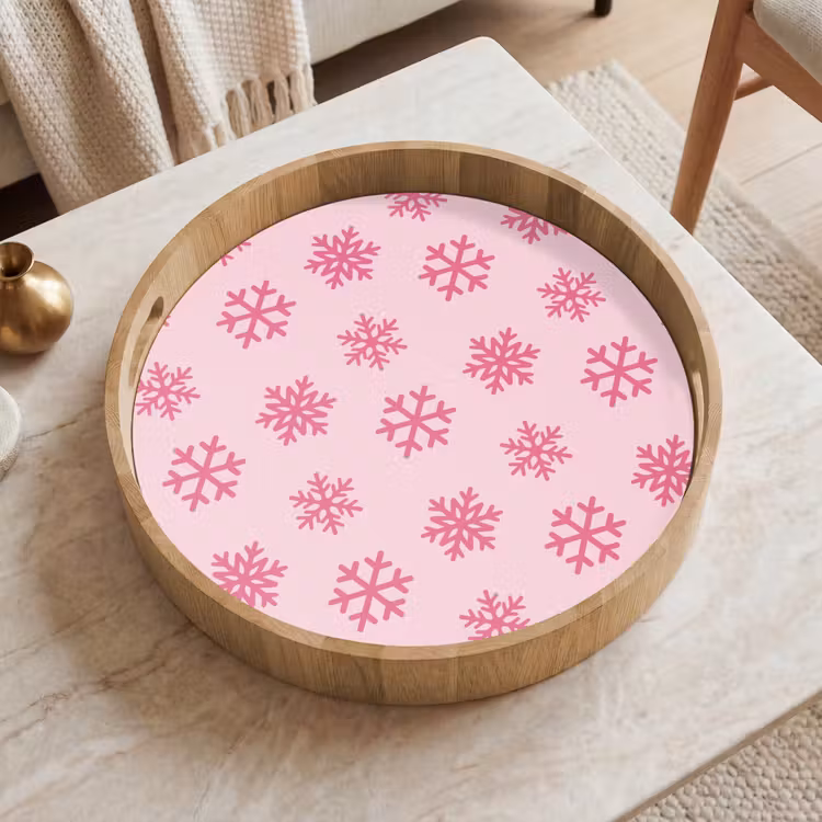 Tablett - Schneeflocke – Rosa – Weihnachten — 2