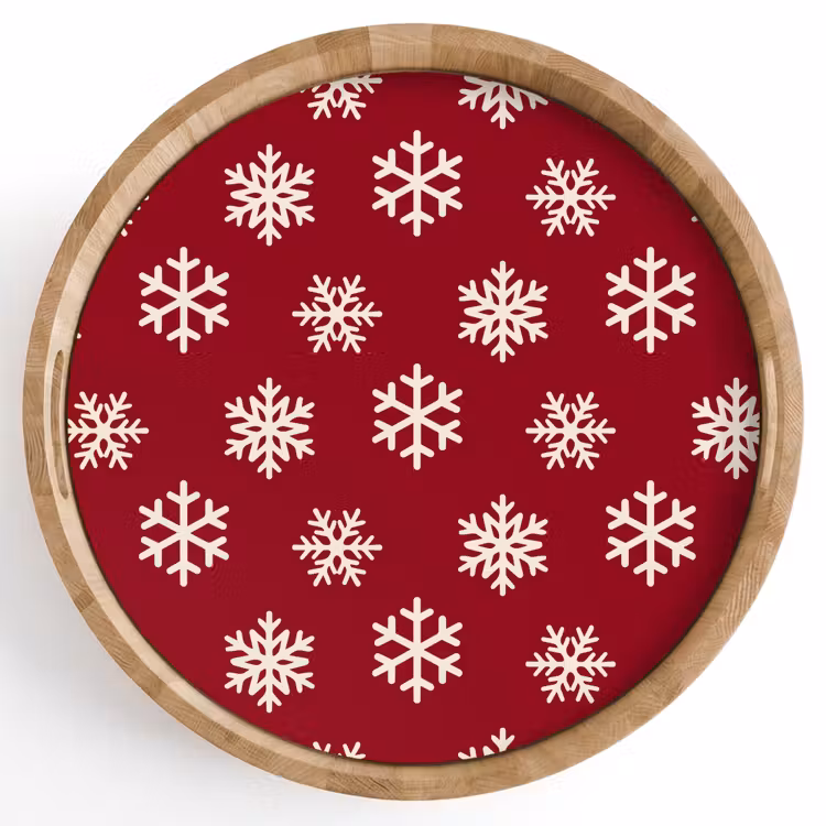 Tablett - Schneeflocke – Rot – Weiß – Weihnachten — 1