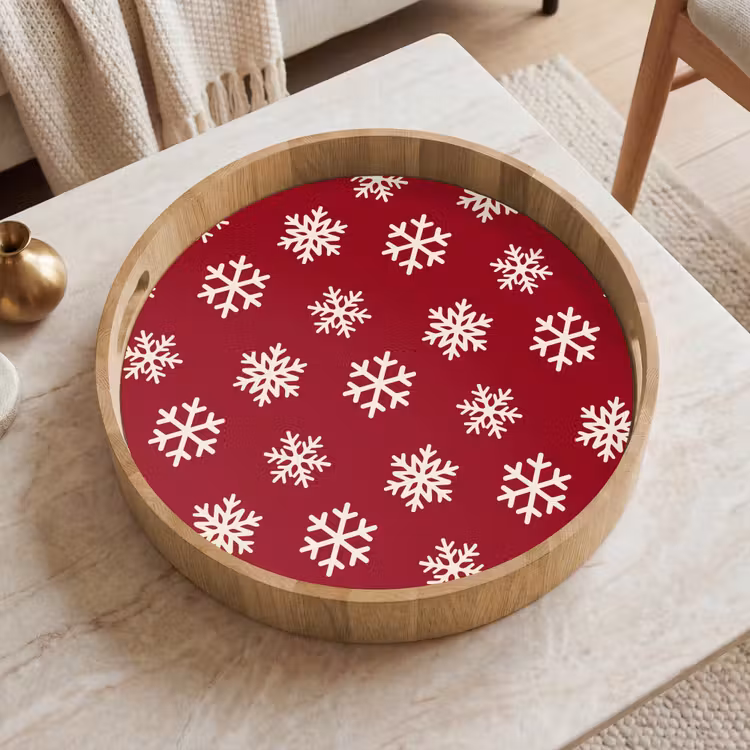 Tablett - Schneeflocke – Rot – Weiß – Weihnachten — 2