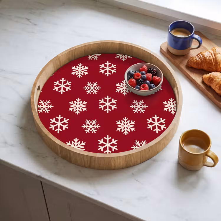 Tablett - Schneeflocke – Rot – Weiß – Weihnachten — 4