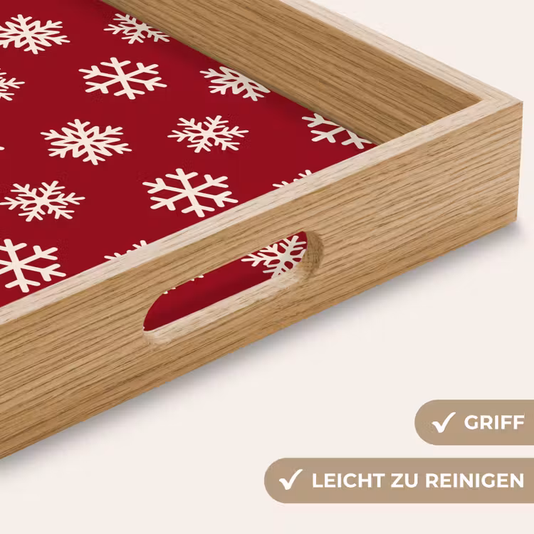 Tablett - Schneeflocke – Rot – Weiß – Weihnachten — 5