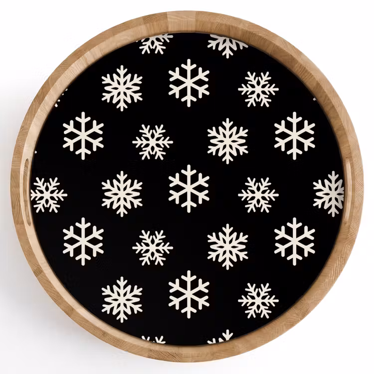 Tablett - Schneeflocke – Schwarz – Weiß – Weihnachten — 1