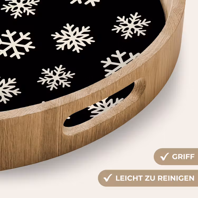 Tablett - Schneeflocke – Schwarz – Weiß – Weihnachten — 5