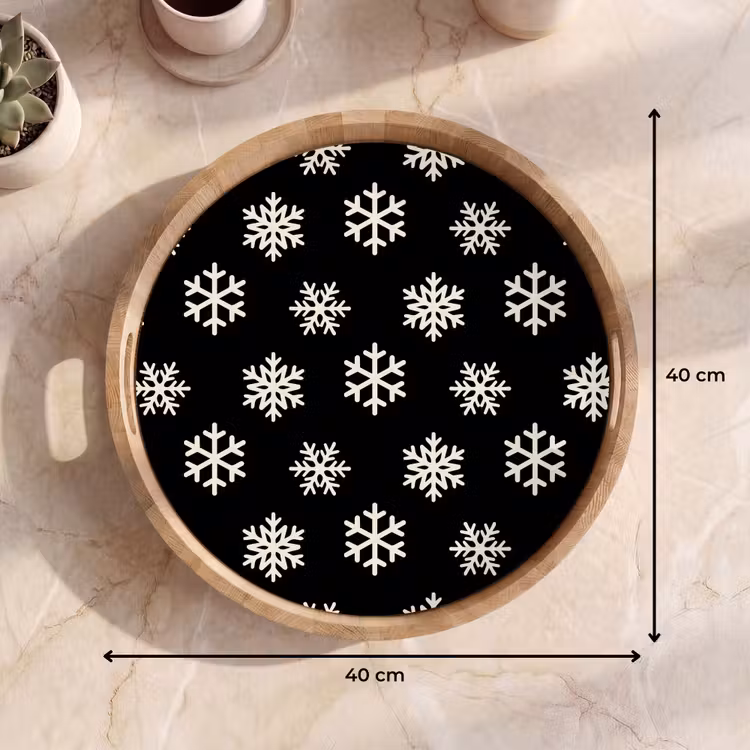Tablett - Schneeflocke – Schwarz – Weiß – Weihnachten — 9