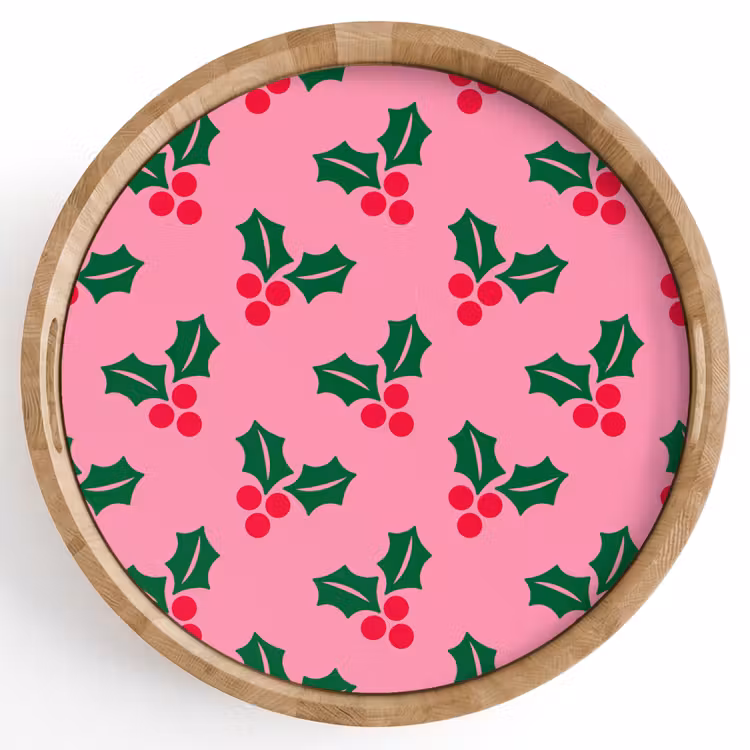 Tablett - Stechpalme – Weihnachten – Rosa — 1