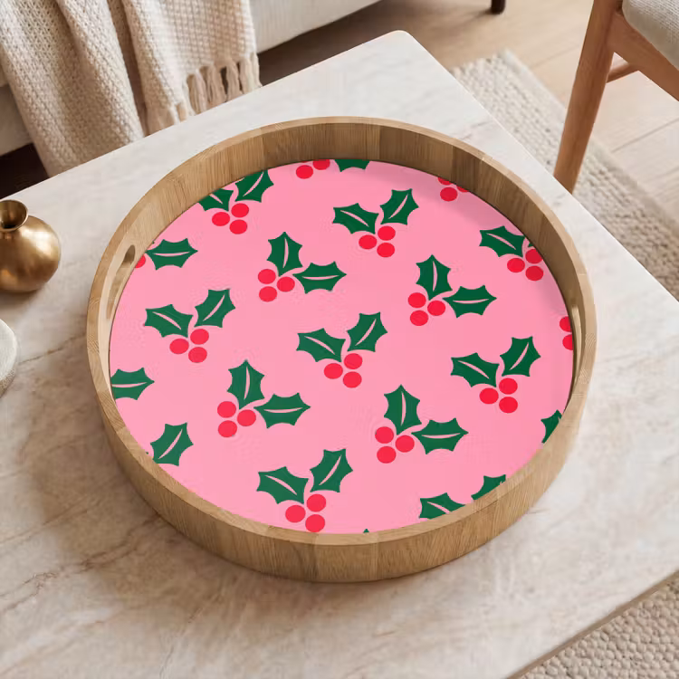 Tablett - Stechpalme – Weihnachten – Rosa — 2