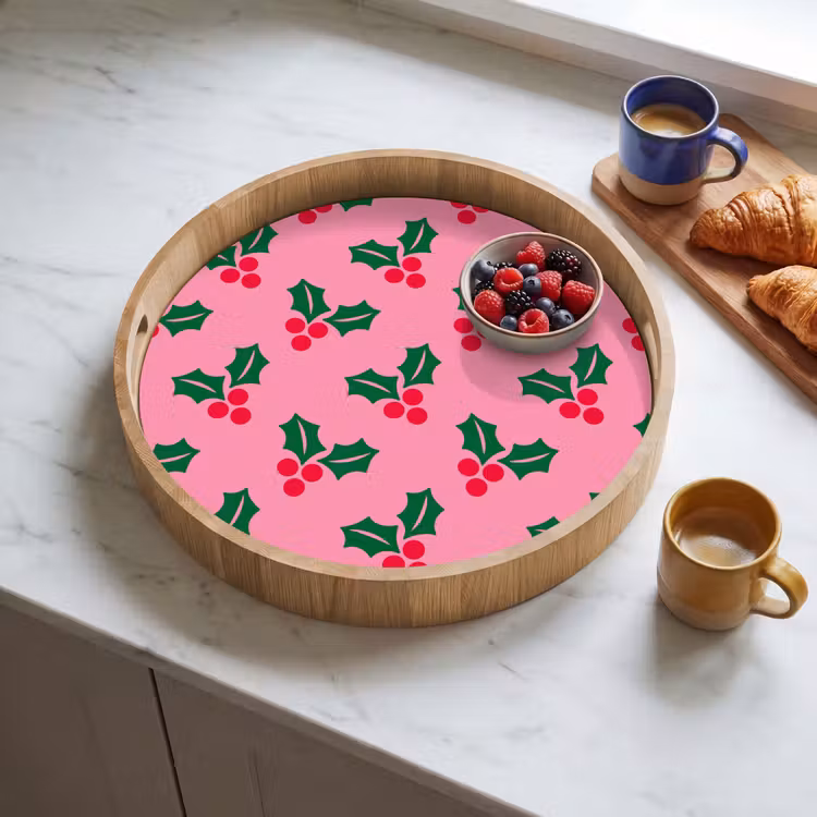 Tablett - Stechpalme – Weihnachten – Rosa — 4