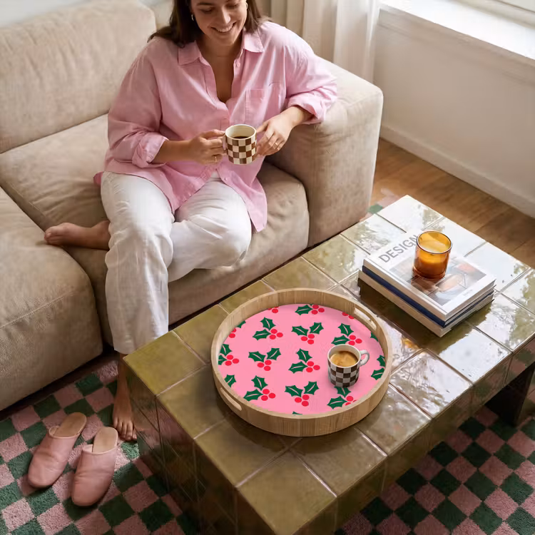 Tablett - Stechpalme – Weihnachten – Rosa — 6