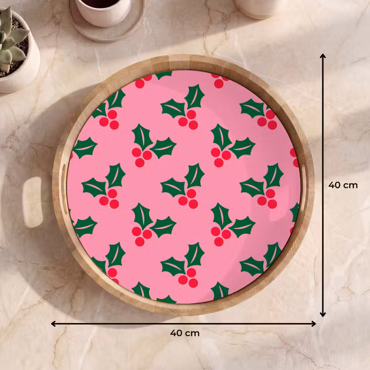 Tablett - Stechpalme – Weihnachten – Rosa — 9