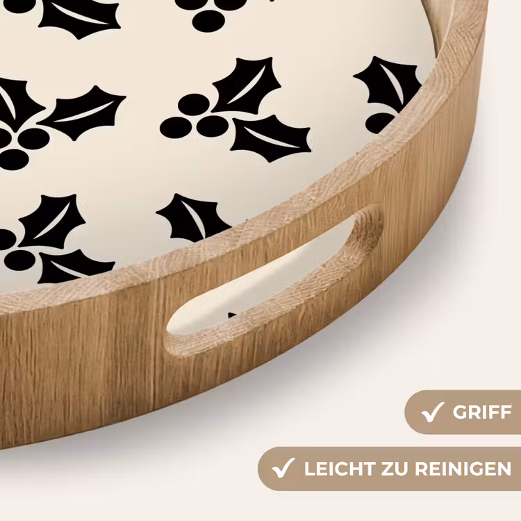Tablett - Stechpalme – Weiß – Schwarz – Weihnachten — 5