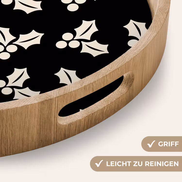 Tablett - Weihnachten – Schwarz – Weiß – Stechpalme — 5