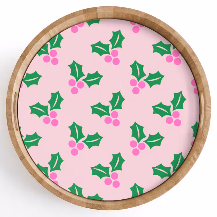 Tablett - Weihnachten – Stechpalme – Rosa — 1
