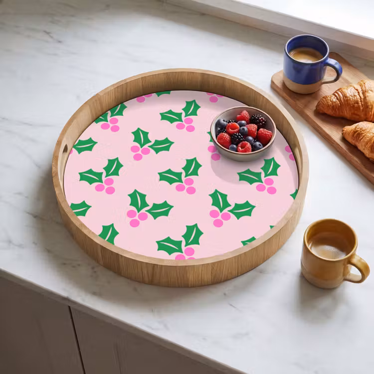 Tablett - Weihnachten – Stechpalme – Rosa — 4