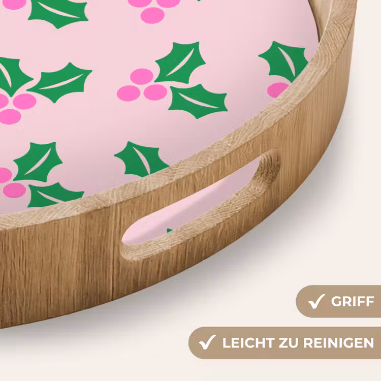 Tablett - Weihnachten – Stechpalme – Rosa — 5