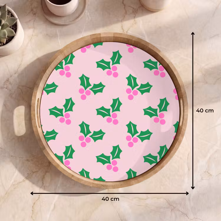 Tablett - Weihnachten – Stechpalme – Rosa — 9