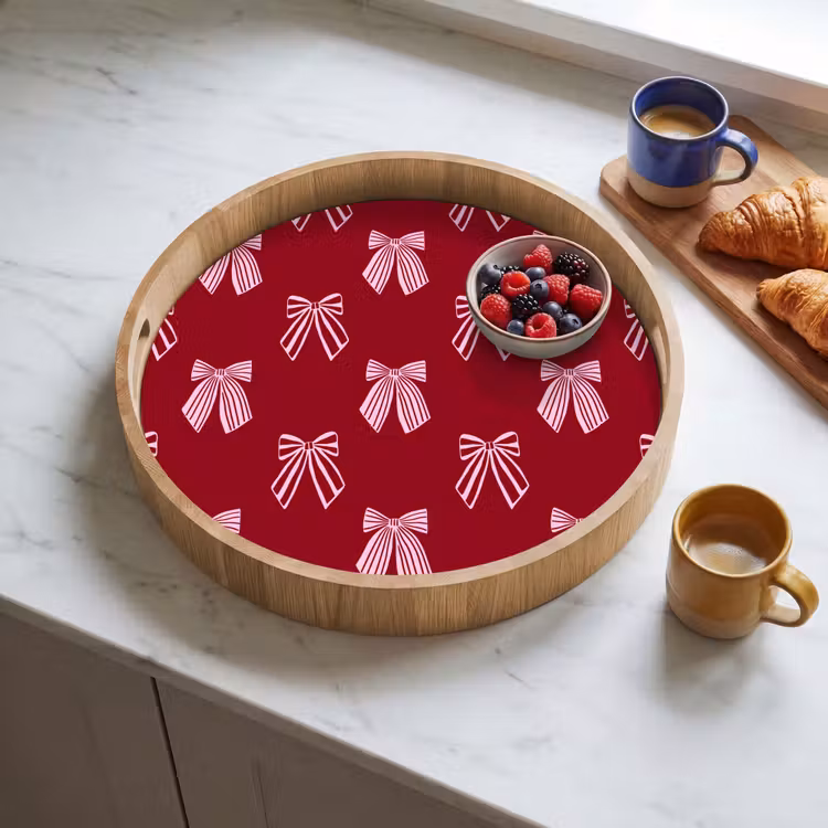 Tablett - Schleifen – Weihnachten – Burgunderrot – Rosa — 4