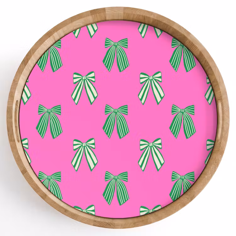 Tablett - Schleifen – Weihnachten – Neon – Rosa – Grün — 1