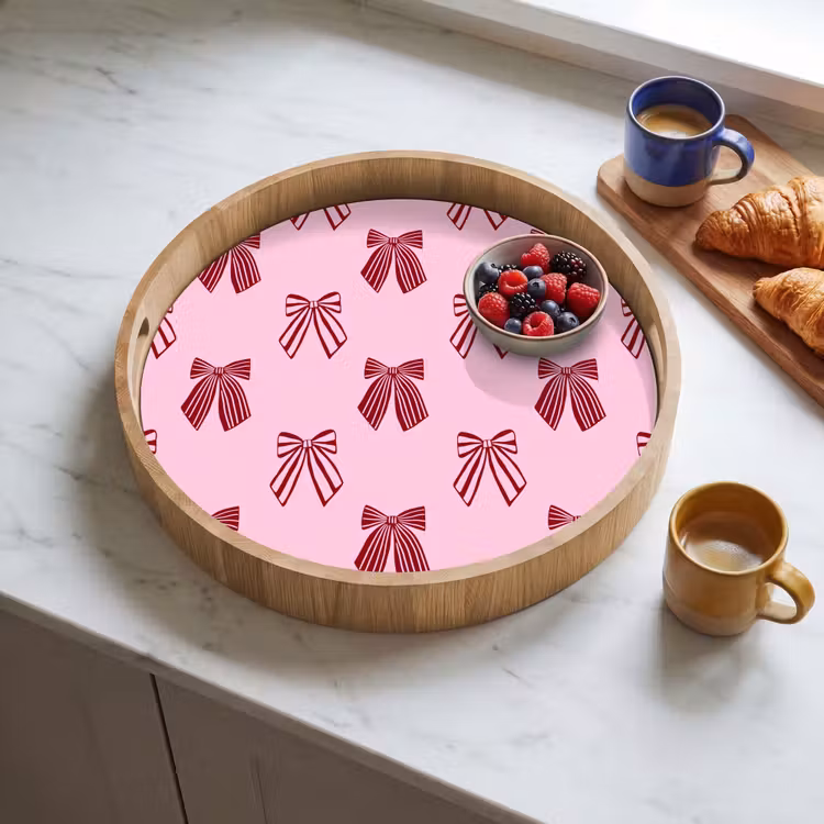 Tablett - Schleifen – Weihnachten – Rosa – Burgunderrot — 4