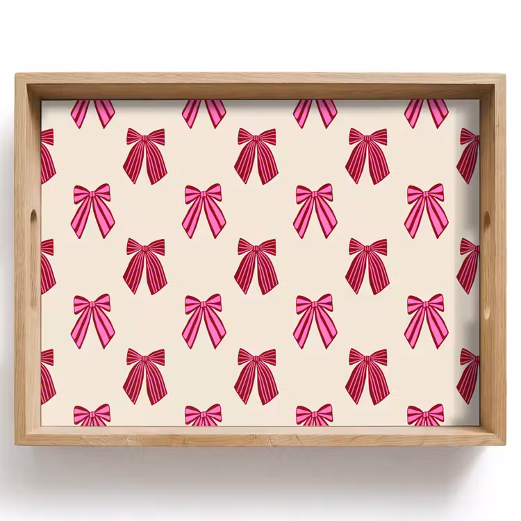 Tablett - Schleifen – Weihnachten – Rosa – Cremefarben — 1