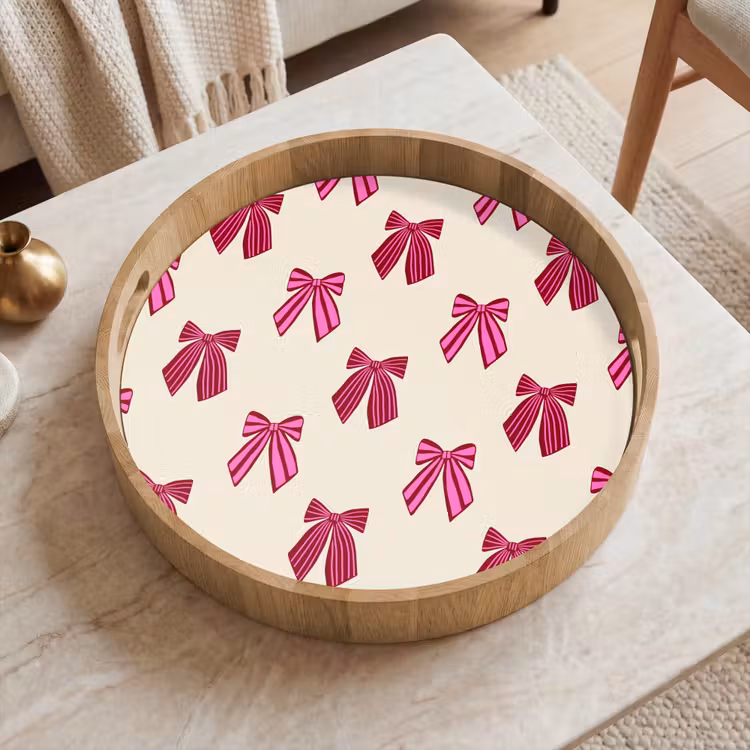 Tablett - Schleifen – Weihnachten – Rosa – Cremefarben — 2
