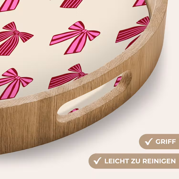 Tablett - Schleifen – Weihnachten – Rosa – Cremefarben — 5