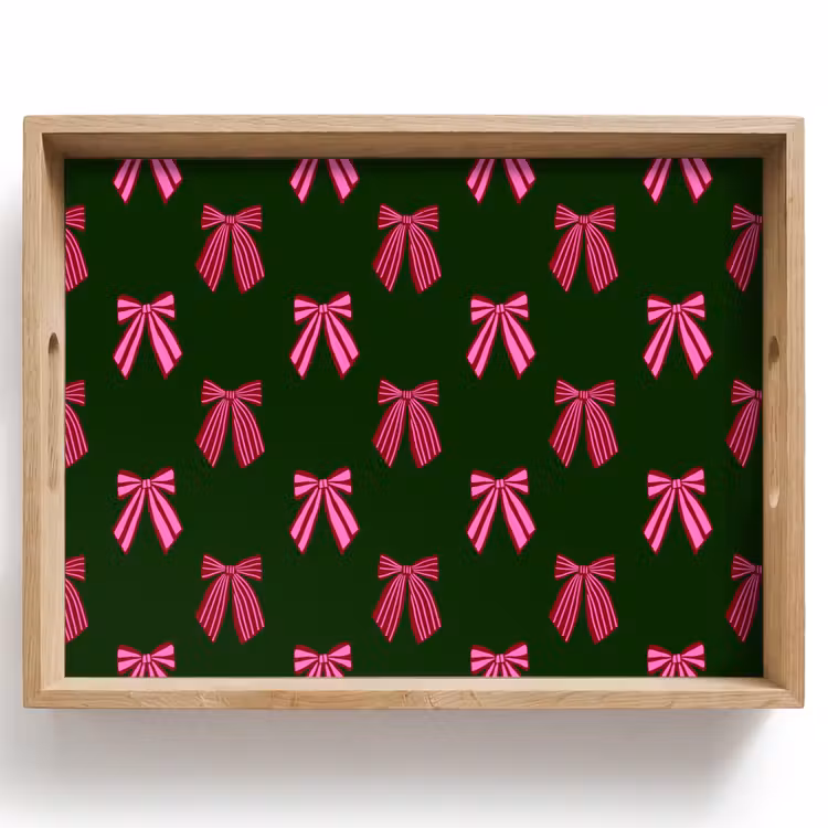 Tablett - Schleifen – Weihnachten – Rosa – Grün — 1