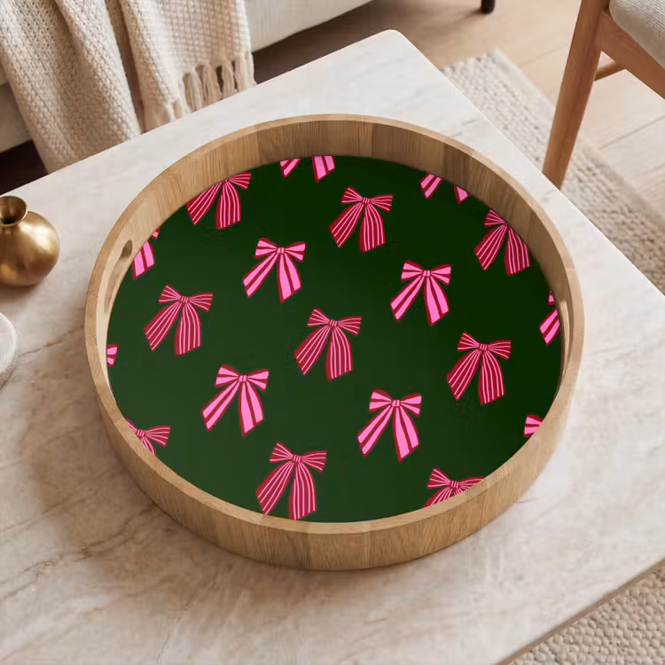 Tablett - Schleifen – Weihnachten – Rosa – Grün — 2