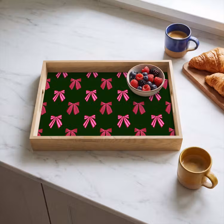 Tablett - Schleifen – Weihnachten – Rosa – Grün — 4