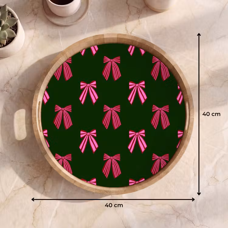 Tablett - Schleifen – Weihnachten – Rosa – Grün — 9