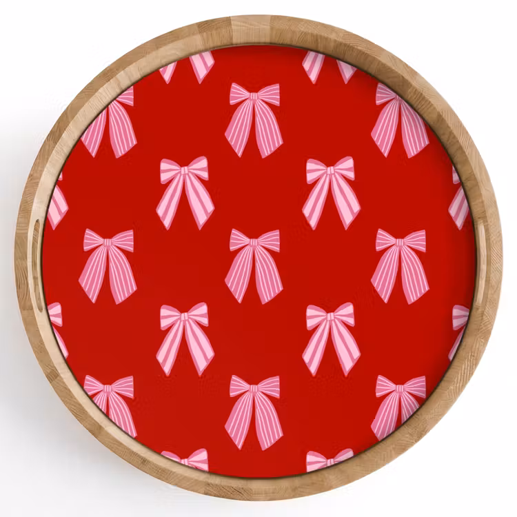 Tablett - Schleifen – Weihnachten – Rot – Rosa — 1