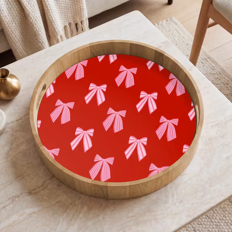 Tablett - Schleifen – Weihnachten – Rot – Rosa — 2