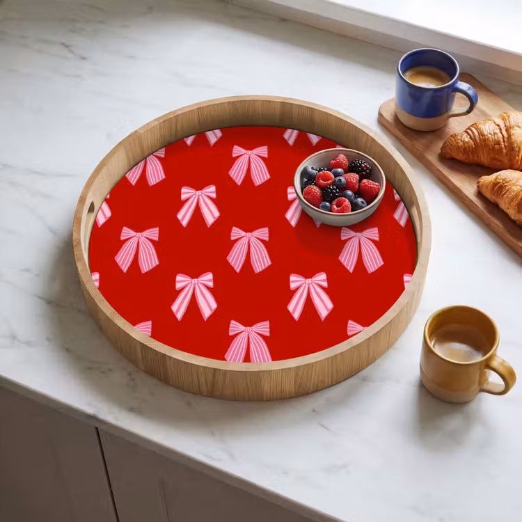 Tablett - Schleifen – Weihnachten – Rot – Rosa — 4